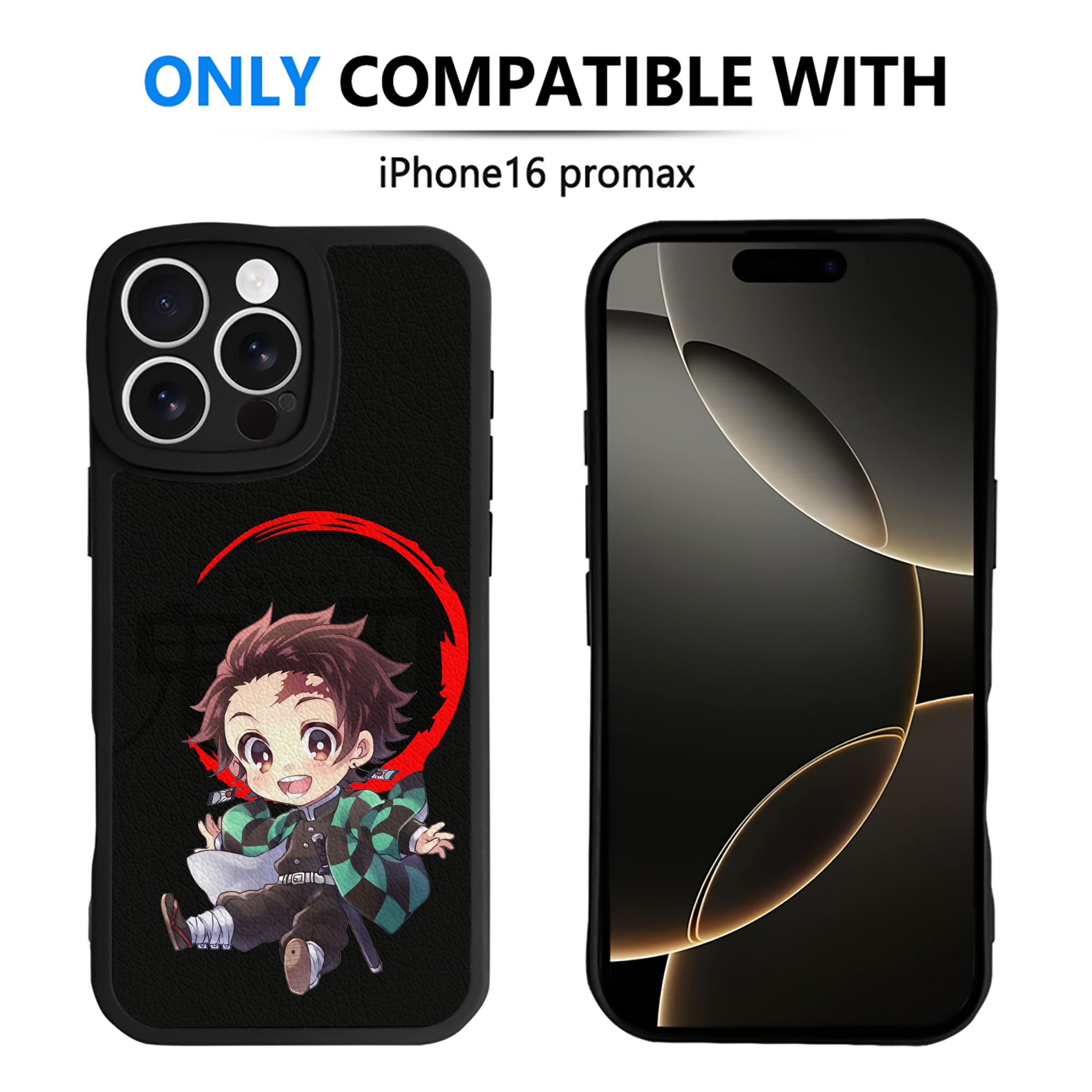 （画像用） 鬼滅の刃 竈門 炭治郎／かまど たんじろう Kamado Tanjirou 【iPhone 16シリーズ対応】シリコンスマホケース（レザー調） 材質：シリコン